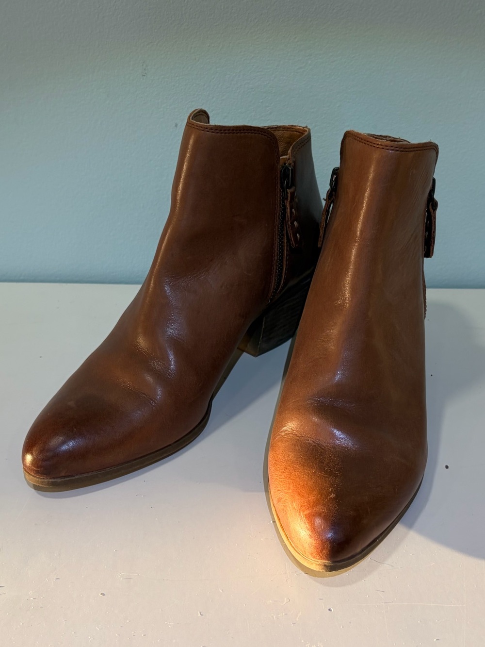 Frye Brown Leather Women's Heeled Ankle Boots